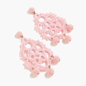 🎀New JCREW Bead and Embroidery Earrings in Pink